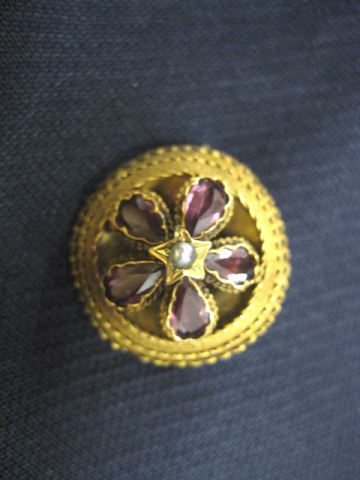 Etruscan Gold garnet pearl pin 14d3bd