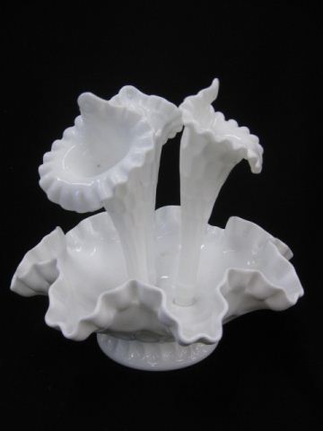 Milk Glass Epergne triple lily 14d3db