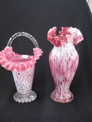 2 pcs Cranberry Opalescent Art 14d3de