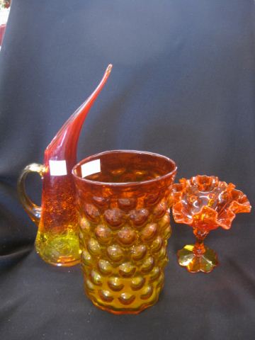 3 pcs Amberina Art Glass 10  14d3e2