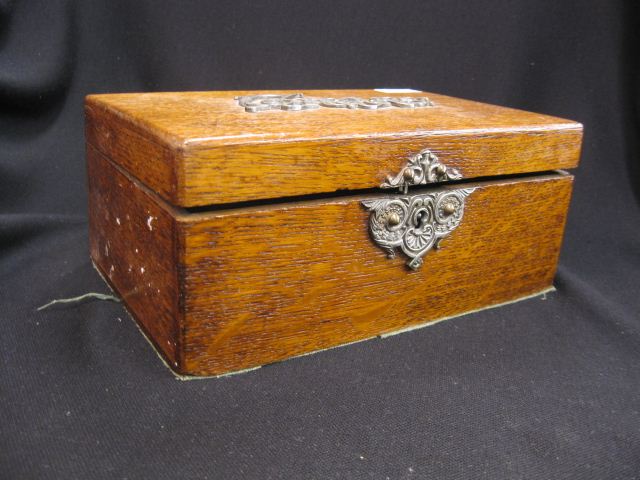 Victorian Cigar Box oak with fancy metalwork