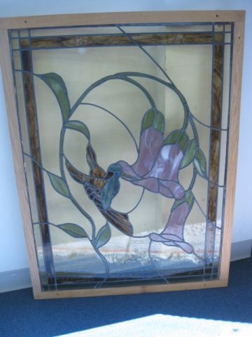 Stained Glass Window Hummingbird &Floral