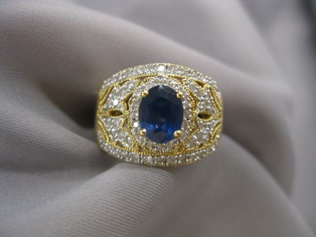Sapphire Diamond Ring deep blue 14d459