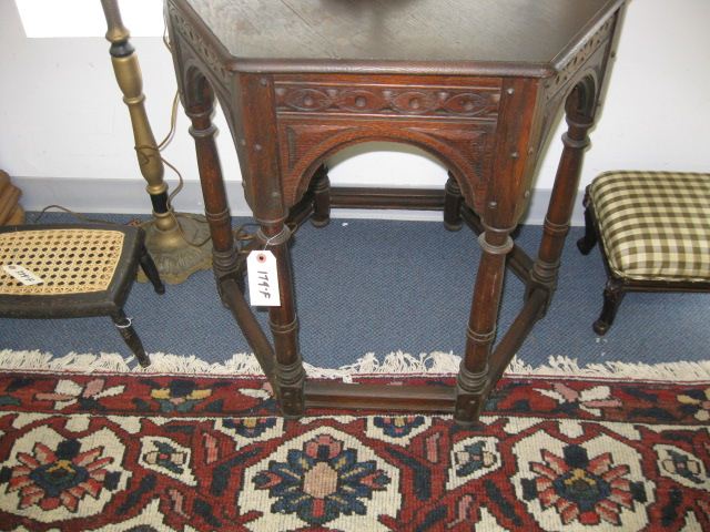 Oak Library Table octagon 24 top carved