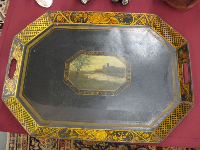 Victorian Handpainted Tole Tray 14d478