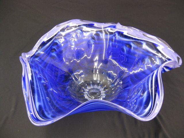  Swamp Art Glass Bowl blue  14d49b