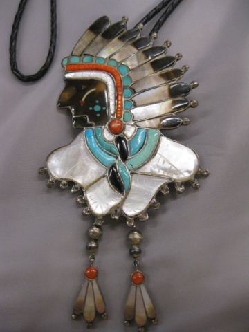 Indian Bolo Tie figural chief design 14d4ea