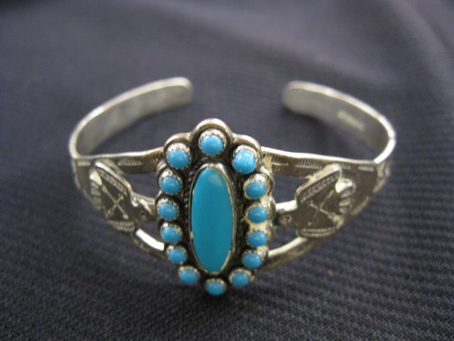 Indian Turquoise Silver Bracelet 14d507
