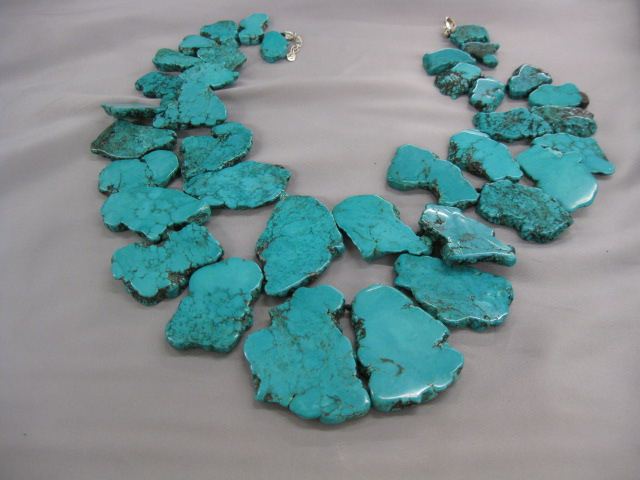 Turquoise Necklace 40 natural slabs 14d509