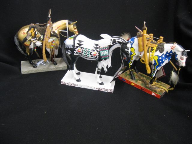 3 Indian Painted Pony Figurines 14d504