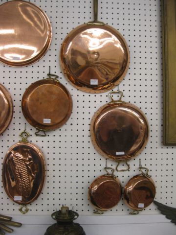 6 Copper Pans round and an oval 14d532