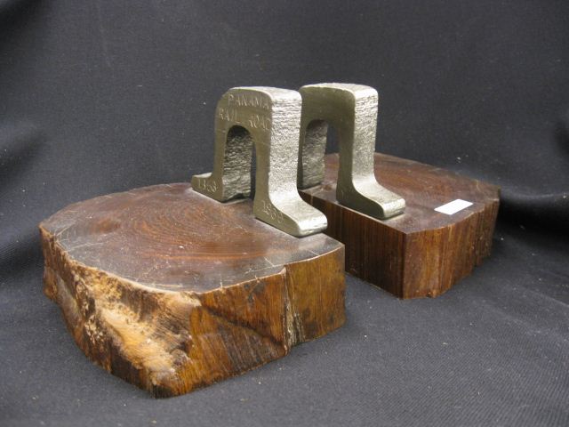 Pair of Railroad Bookends marked 14d542