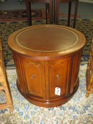 Leather Top Wooden Side Table 24 diameter.