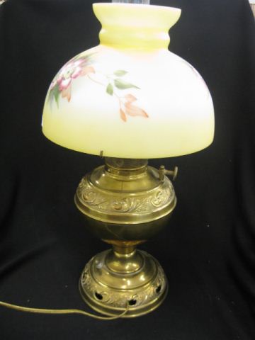 Brass Kerosene Lamp satin handpainted 14d547