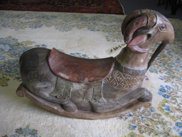 Childs Figural Carved Wooden Goatof