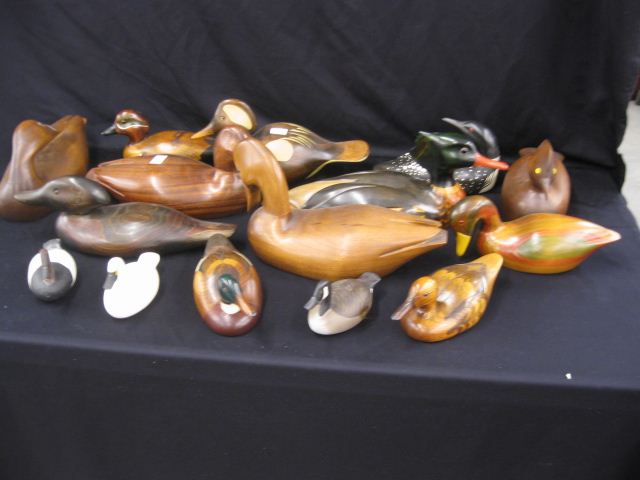Collection of 15 Wooden Duck Decoys