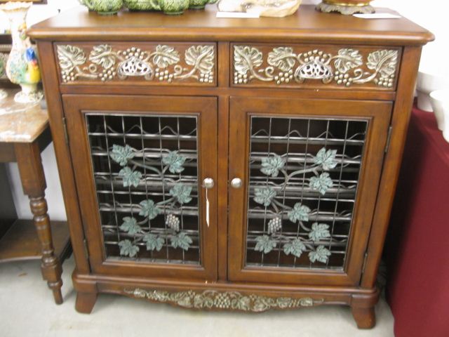 Wine Cabinet metalwork doors faux leather