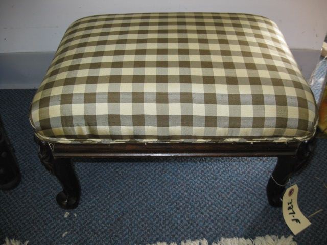 Victorian Carved Footstool cloth 14d577