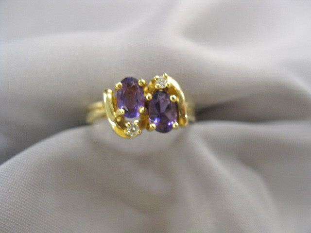 Amethyst & Diamond Ring 2 oval