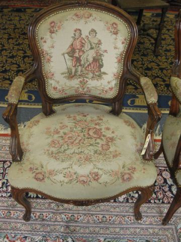 French Arm Chairs brocade fabric