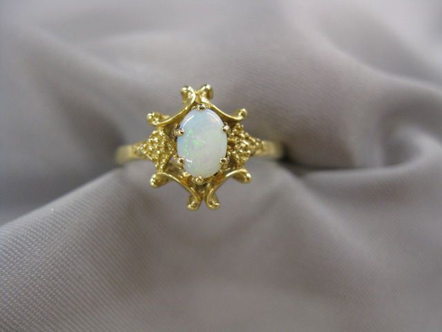 Opal Ring fiery oval gem in 14k 14d591
