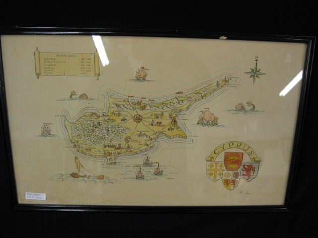 Handcolored Map of Cyprus artist 14d5a7