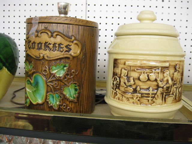 2 Pottery Cookie Jars tree style and