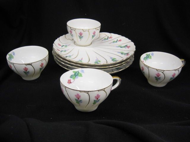 4 Porcelain Cup & Plate Dessert Sets