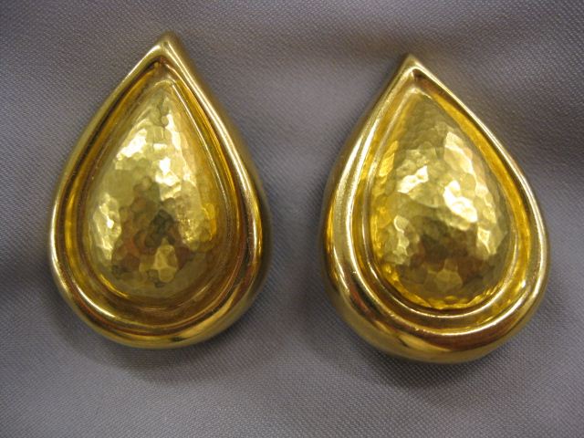 18k Gold Earrings pear shaped 7 8  14d5fc