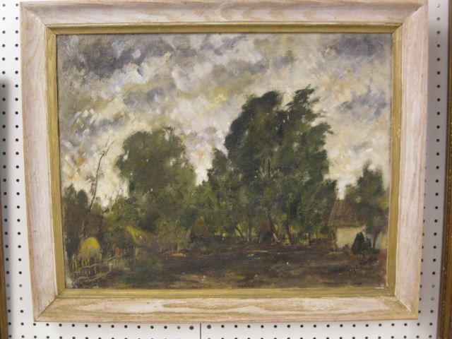 Oil on Canvas landscape with cottages