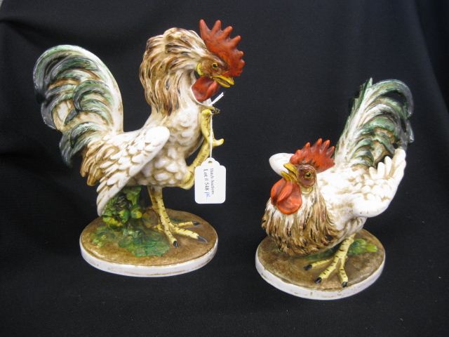 Pair of Italian Pottery Roosters 14d60a