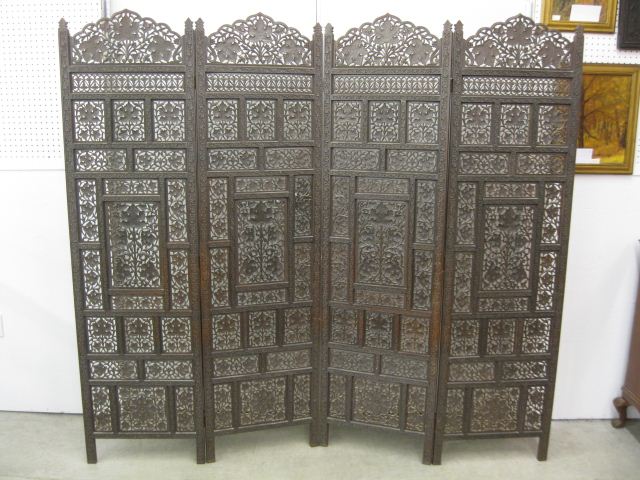 Indian Carved Four Panel Screeen 14d628