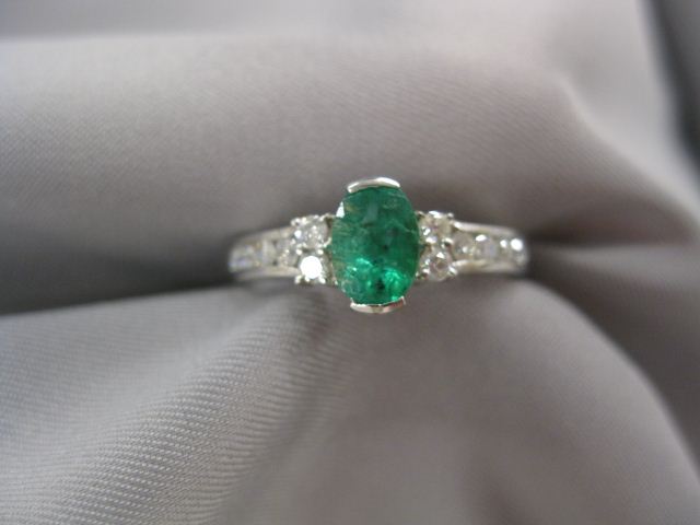 Emerald Diamond Ring oval gem 14d64b