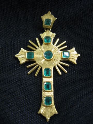 Emerald Cross 8 fine emeralds totaling