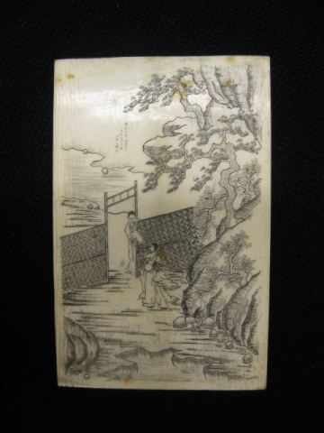 Chinese Ivory Calligraphy Plaque 14d663
