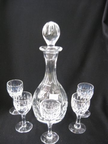Cut Crystal Decanter and Five Glasses