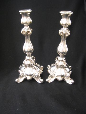 Pair of European Silverplate Candlesticks