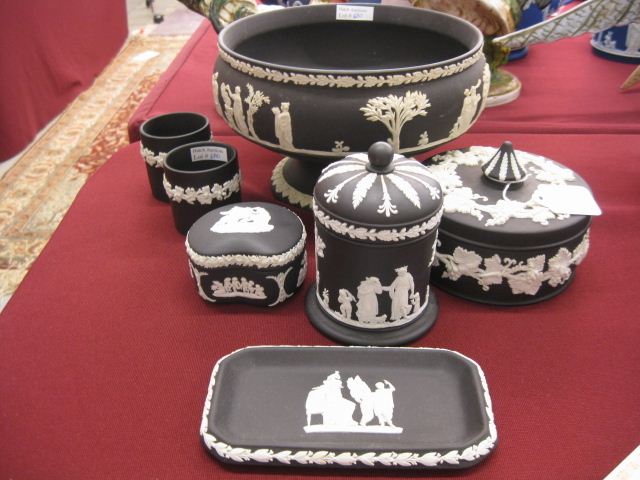 7 pcs Wedgwood Black Jasperware 14d692