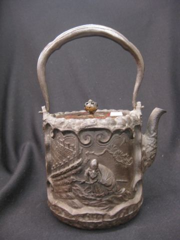 Chinese Bronze & Iron Teapot figure