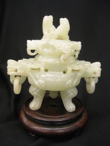 Chinese Carved Jade Tripod Censor