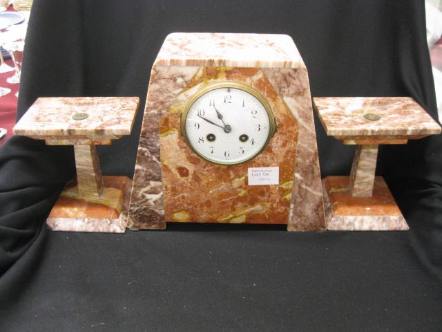 Art Deco Marble Clock Set 9 1 2  14d6c0