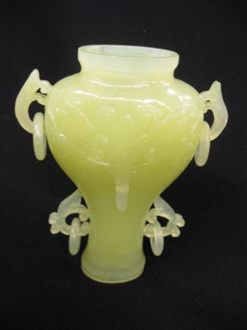 Chinese Carved Jade Vase ring handles 14d6cb