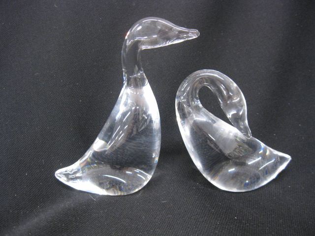 Pair of Steuben Crystal Duck Figurines 14d6db