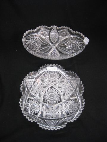 2 pcs Cut Glass oval relish dish 14d6f0