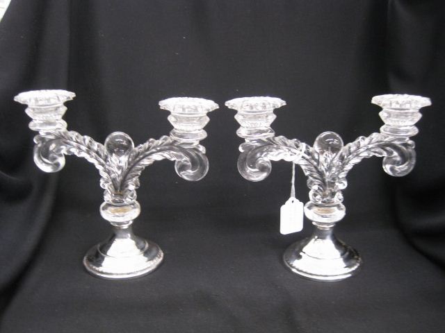 Pair of Sterling Silver & Crystal Candelabra