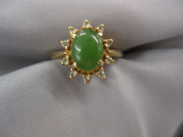 Jade & Diamond Ring cabachon stone