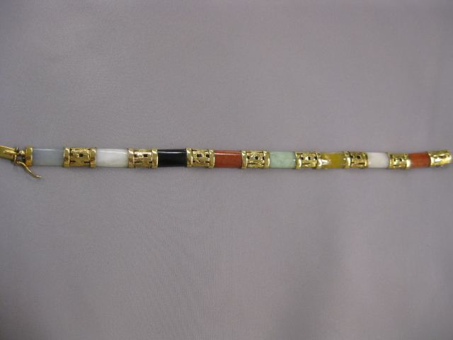 14k Gold and Jade Bracelet Multi-color