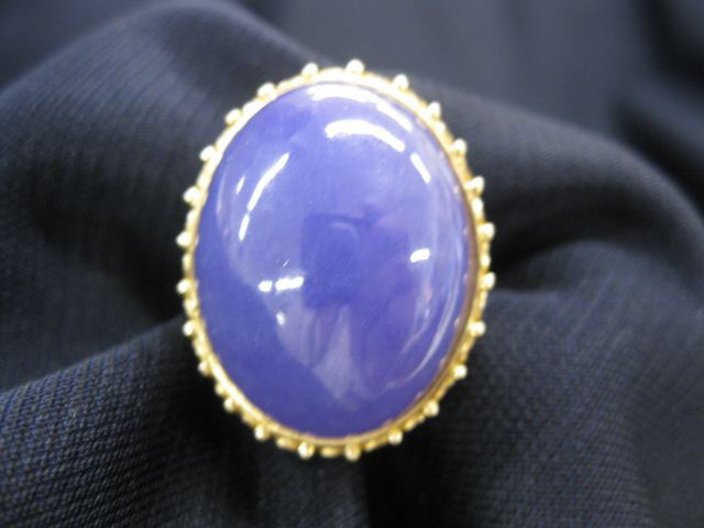 Lavendar Jade Ring large purple cabachon