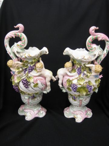 Pair of Fine Porcelain Ewers putti 14d72b