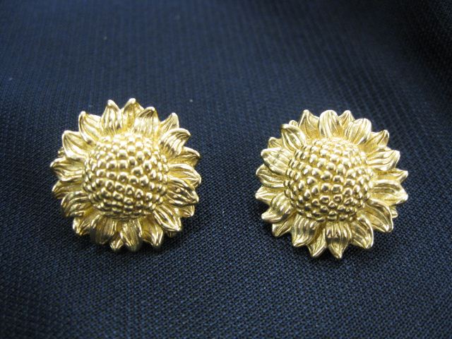 14k Gold Sunflower Earrings 4.4